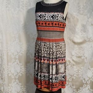 Sandra Darren Beautifully Patterned Dress w/Pleated Skirt